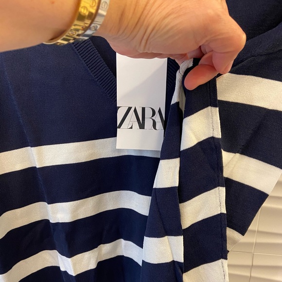 NWT Zara Minimalist RARE Preppy Long Sleeve Striped V-Neck Sweater - Picture 14 of 15